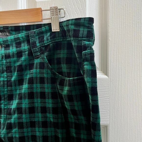 Talbots Size 14 Green Holiday Plaid Velveteen Straight Leg Pant 30 Inch Inseam - Picture 7 of 14